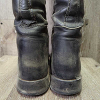 Dress Boots, Pull On, 1/4 Top Zip, Red Plastic Forms *gc/fair, dirty, dusty, older, v.rubbed, faded, rough edges
