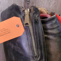 Dress Boots, Pull On, 1/4 Top Zip, Red Plastic Forms *gc/fair, dirty, dusty, older, v.rubbed, faded, rough edges
