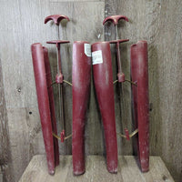 Dress Boots, Pull On, 1/4 Top Zip, Red Plastic Forms *gc/fair, dirty, dusty, older, v.rubbed, faded, rough edges

