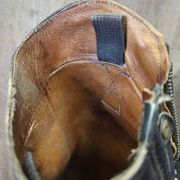Dress Boots, Pull On, 1/4 Top Zip, Red Plastic Forms *gc/fair, dirty, dusty, older, v.rubbed, faded, rough edges
