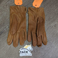 Pr Soft Leather Gloves *xc, clean, sticker residue, mnr loose threads

