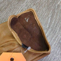 Pr Soft Leather Gloves *xc, clean, sticker residue, mnr loose threads
