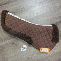 Hi Wither Quilt & Rolled Fleece Quilt Half Pad *gc, faded, v.puckered, stains, rubs, faded, dirty seams, older
