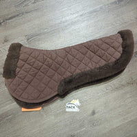 Hi Wither Quilt & Rolled Fleece Quilt Half Pad *gc, faded, v.puckered, stains, rubs, faded, dirty seams, older
