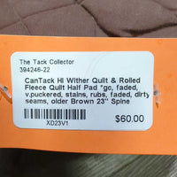 Hi Wither Quilt & Rolled Fleece Quilt Half Pad *gc, faded, v.puckered, stains, rubs, faded, dirty seams, older
