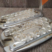 "Turin Hunting" Pr Hvy Aluminum Stirrup Irons, "sloped" spikes *vgc, dirt, residue, scuffs, scratches, older?
