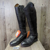 Field Boots, 2x Black Plastic Forms *gc, clean, rubs, faded, creases, scuffs, stitching rubs, holey top edge
