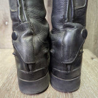 Field Boots, 2x Black Plastic Forms *gc, clean, rubs, faded, creases, scuffs, stitching rubs, holey top edge
