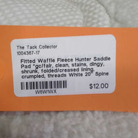 Fitted Waffle Fleece Hunter Saddle Pad *gc/fair, clean, stains, dingy, shrunk, folded/creased lining, crumpled, threads
