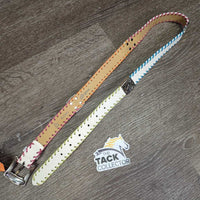 Leather Belt, metal flowers pattern, Buckles *vgc, buckle: chips, scratches, rubs, stains
