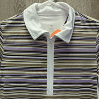 SS Polo Sun Shirt, 1/4 zip up, mesh collar, back & sides, side pockets *like new/xc
