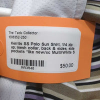 SS Polo Sun Shirt, 1/4 zip up, mesh collar, back & sides, side pockets *like new/xc
