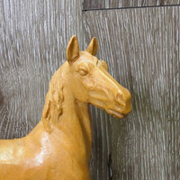 Hand carved in Italy Wood Horse Decorative Sculpture *xc, mnr base stains, dusty & ear rubs
