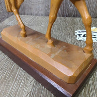 Hand carved in Italy Wood Horse Decorative Sculpture *xc, mnr base stains, dusty & ear rubs
