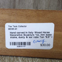 Hand carved in Italy Wood Horse Decorative Sculpture *xc, mnr base stains, dusty & ear rubs
