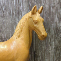 Hand carved in Italy Wood Horse Decorative Sculpture *xc, mnr base stains, ear rub & dust
