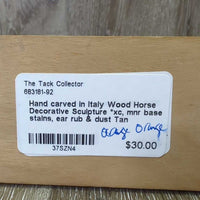 Hand carved in Italy Wood Horse Decorative Sculpture *xc, mnr base stains, ear rub & dust
