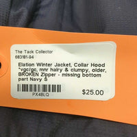 Winter Jacket, Collar Hood *vgc/gc, mnr hairy & clumpy, older, BROKEN Zipper - missing bottom part
