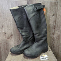 Tall Soft Winter Riding Boots, fleece, zips *gc, faded, rubs, scratches, residue, dirt, sticky zips, older?
