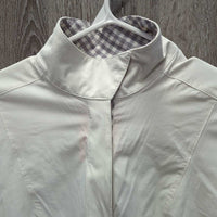 LS Sun Show Shirt, 1/2 Snap Up, attached snap collar, mesh sleeves *gc, discolored spots, crinkled cuffs & collars, mnr snags
