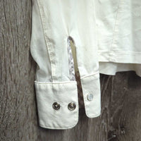 LS Sun Show Shirt, 1/2 Snap Up, attached snap collar, mesh sleeves *gc, discolored spots, crinkled cuffs & collars, mnr snags
