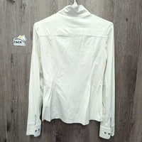 LS Sun Show Shirt, 1/2 Snap Up, attached snap collar, mesh sleeves *gc, discolored spots, crinkled cuffs & collars, mnr snags
