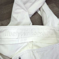 EuroSeat Breeches *vgc, older, clean, mnr yellowed, puckers, stains & seam puckers
