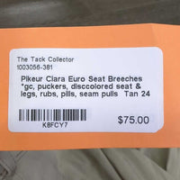 Euro Seat Breeches *gc, puckers, disccolored seat & legs, rubs, pills, seam pulls
