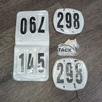 3 # Horse Show Numbers, 4 elastics, folder *vgc/gc, dirty, torn edges
