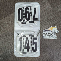 3 # Horse Show Numbers, 4 elastics, folder *vgc/gc, dirty, torn edges
