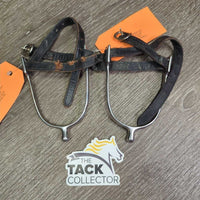 Round End Spurs, Thick Leather Spur Straps *vgc, clean, v.scraped straps, torn/twisted

