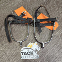 Round End Spurs, Thick Leather Spur Straps *vgc, clean, v.scraped straps, torn/twisted
