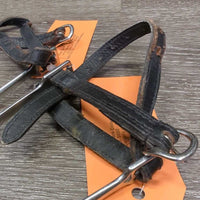 Round End Spurs, Thick Leather Spur Straps *vgc, clean, v.scraped straps, torn/twisted
