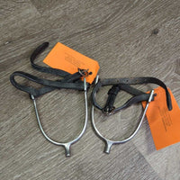 Pr POW Spurs, Narrow Thick Leather Spur Straps *vgc/xc, clean & mnr dirt, mnr scratches
