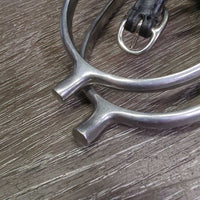 Pr POW Spurs, Narrow Thick Leather Spur Straps *vgc/xc, clean & mnr dirt, mnr scratches

