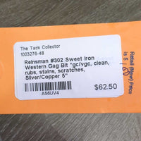 #302 Sweet Iron Western Gag Bit *gc/vgc, clean, rubs, stains, scratches
