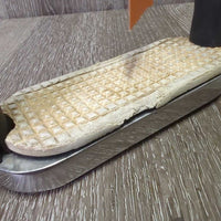 Flexi Stirrup Irons, grips *fair, clean, v.cracked & peeling rubber, v.rubbed & torn grips
