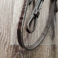 Rsd Bridle, Braided Reins *gc, NO noseband, clean, mnr edge scrapes, stiff, creases, modified reins, throat & cheeks
