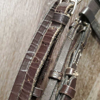 Rsd Bridle, Braided Reins *gc, NO noseband, clean, mnr edge scrapes, stiff, creases, modified reins, throat & cheeks
