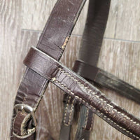 Rsd Bridle, Braided Reins *gc, NO noseband, clean, mnr edge scrapes, stiff, creases, modified reins, throat & cheeks
