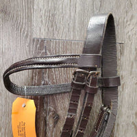 Rsd Bridle, Braided Reins *gc, NO noseband, clean, mnr edge scrapes, stiff, creases, modified reins, throat & cheeks
