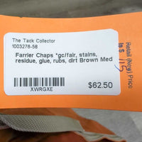 Farrier Chaps *gc/fair, stains, residue, glue, rubs, dirt
