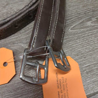 Narrow Thick Nylon Lined Stirrup Leathers *gc/fair, v.rubbed & torn, faded, dents, hole/torn edge
