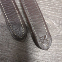 Narrow Thick Nylon Lined Stirrup Leathers *gc/fair, v.rubbed & torn, faded, dents, hole/torn edge
