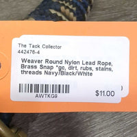 Round Nylon Lead Rope, Brass Snap *gc, dirt, rubs, stains, threads
