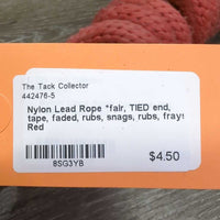 Nylon Lead Rope *fair, TIED end, tape, faded, rubs, snags, rubs, frays
