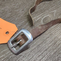 Flat Thin Western Leather Strap, Buckle *gc/fair, dirty, rubs, twists, dents
