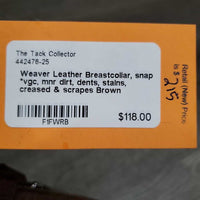 Leather Breastcollar, snap *vgc, mnr dirt, dents, stains, creased & scrapes
