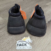 Pr No Turn Bell Boots, velcro *gc, dirt, rubs, holey top edges, threads, hair
