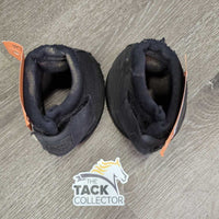 Pr No Turn Bell Boots, velcro *gc, dirt, rubs, holey top edges, threads, hair
